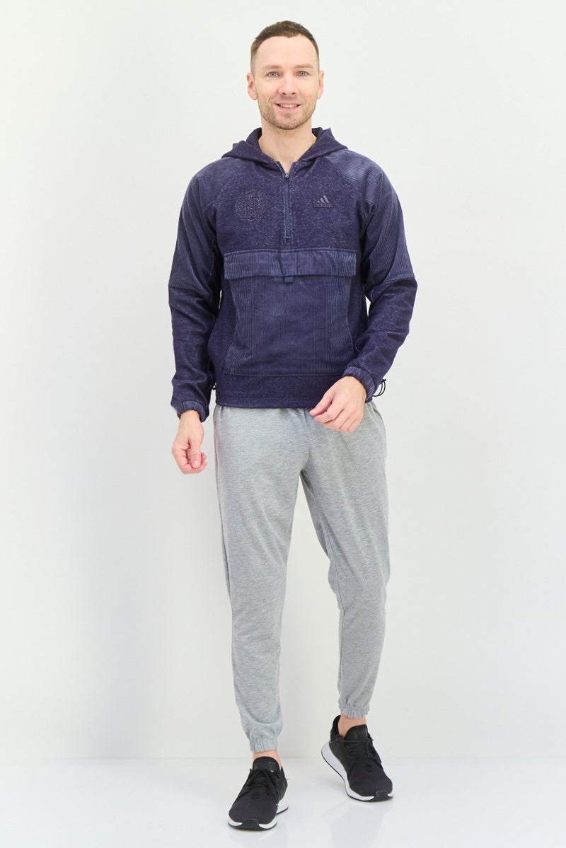 Adidas Men Sportswear Fit Long Sleeves Running Sweatshirt, Navy Blue - Image 4